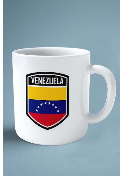 Venezuela Bayrak Baskılı Kupa Bardak Çift Taraflı Kişiye Özel Model 2 Çok Renkli