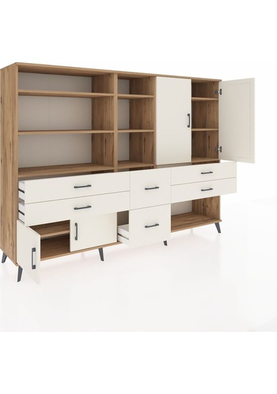 Hyperion Dolap 10 Raflı 6 Çekmeceli 4 Kapaklı 220x44x163 Çam-ayta Çam-aytaşı
