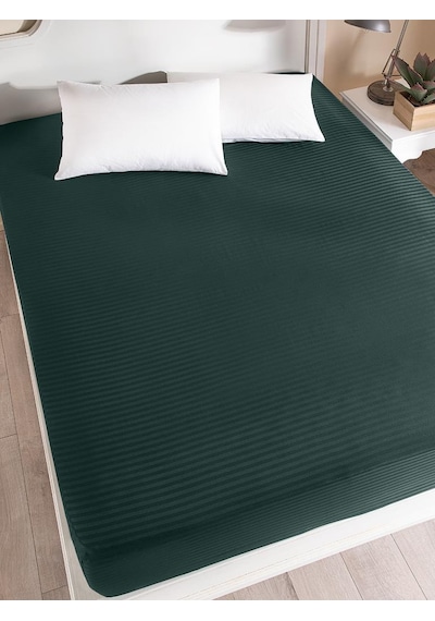 Çarşaf Stripe Saten Düz Lastikli Geniş Ölçü