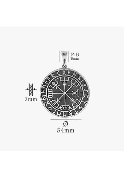 925 Ayar Gümüş Viking Pusulası Yön Model Kolye