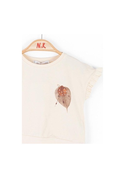 Nk Kids Kız Bebek Kolları Fırfırlı T-shirt-14103 Bej