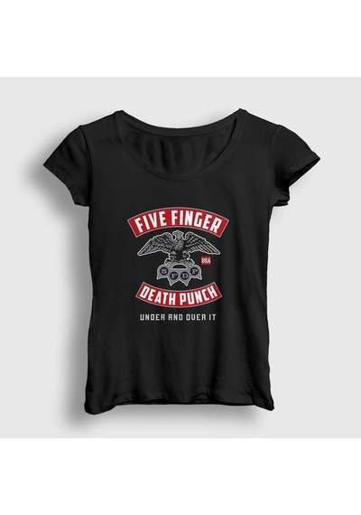 Presmono Kadın Eagle Five Finger Death Punch T-shirt Siyah