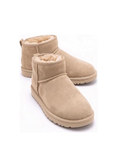 Neon Shoes Mini Süet İçi Kürklü İnce Taban Kadın Bot Bej