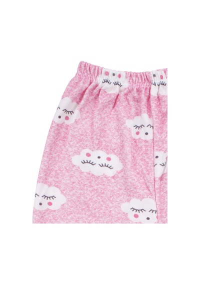 Bebegen Kız Bebek Bulut Desenli Alt Üst Pembe 2'li Pijama Takım Çok Renkli