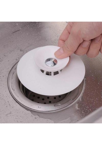 3b Trend 2 Adet Lavabo Küvet Tıkacı Mutfak Banyo Gider Tıpası Kapağı Tıkaç Süzgeç Krem Renk