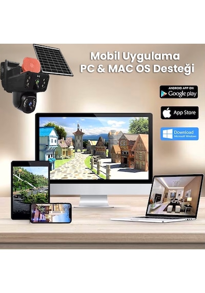Solar Panelli, Güneş Enerjili, Sım Kartlı 4g, 6mp Çift Lensli Ptz Solar Panelli, Güneş Enerjili, Sım Kartlı 4g, 6mp Çift Lensli Ptz