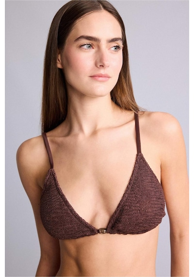 Defacto Regular Fıt Kırışık Dokulu Kumaş Kahverengi Bikini Üstü E0205ax26smbn341 Kahve-bn341