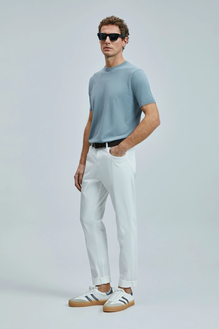 Lufian Helt Spor 5 Cep Erkek Pantolon Slim Fit Beyaz Beyaz 111190347100500 Beyaz