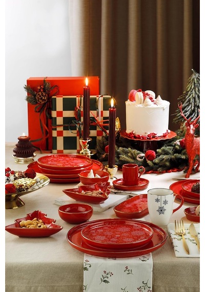 Lexroo Holyday Çam Ağacı 2 Parça 17 Cm Meze Tabağı Kırmızı
