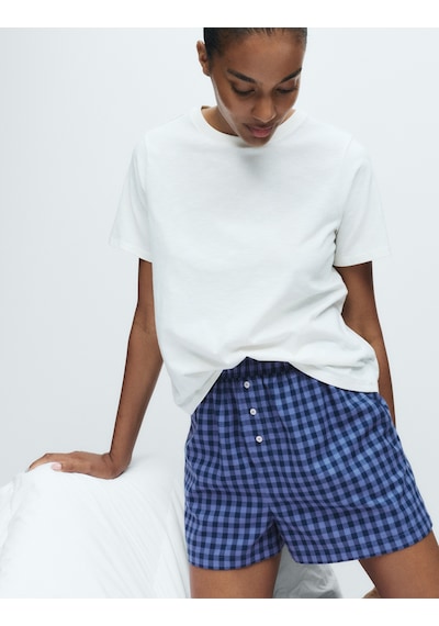 Marks & Spencer 2’li Paket Saf Pamuklu Baskılı Pijama Şortları T37003456S Mavi Mix