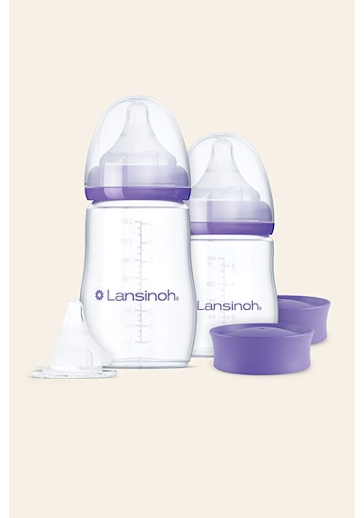 Lansinoh® 160 ML, 240 ML Biberon ve NaturalWave® Biberon Emziği Başlangıç Seti (1-6 Ay+)