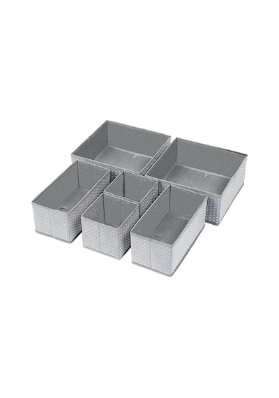 Serstil 6'lı Çekmece Içi Düzenleyici Organizer Set - Çok Amaçlı Dolap Içi Kutu Seti - Gri Benekli