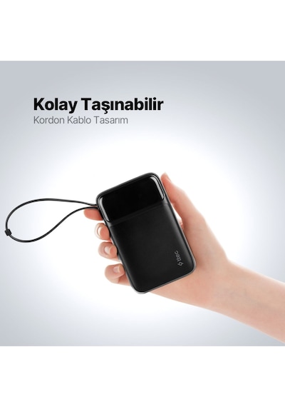 Ttec 2bb215s Recharger Pro Lcd 10.000 Mah Pd 22,5w Lightning Ve Usb-c Dahili Kablolu Taşınabilir Hızlı Şarj Aleti Siyah