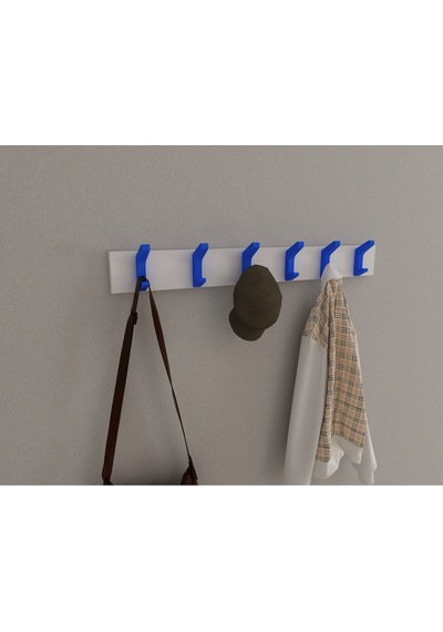 Hepsi3boyutlu Modern Duvar & Kapı Kanca Askılık - 6 Adet Mavi Kanca Askılık - Model No : 2 Mavi