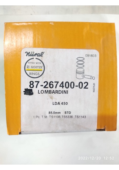 ANTOR /lombardini 3ld450 10hp Piston Segman Komple Std (SEKMAN) Nüral Goetze