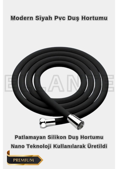 5 Fonksiyonlu Mat Siyah Duş Başlığı Seti - Pvc Hortum Duş Seti Yüksek Kalite Çok Renkli