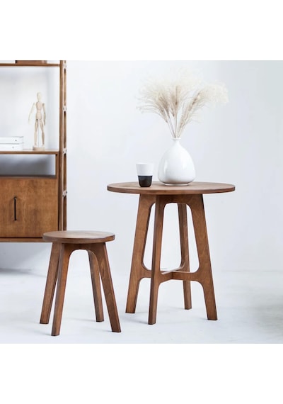 Woodesk Breva, Ahşap Orta Sehpa, Coffee Table, 60x60 Ceviz Renk