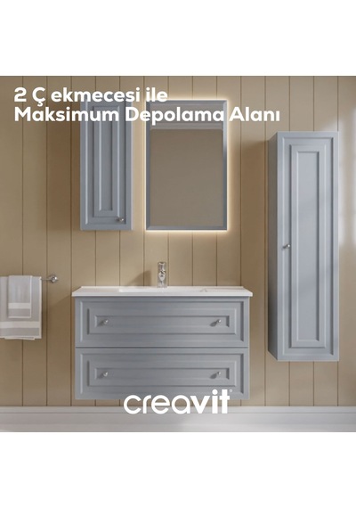 Creavit Kayra Lavabo Dolabı Çekmeceli 100cm Mat Gri Mat Gri Creavit Kayra Lavabo Dolabı Çekmeceli 100cm Mat Gri Mat Gri
