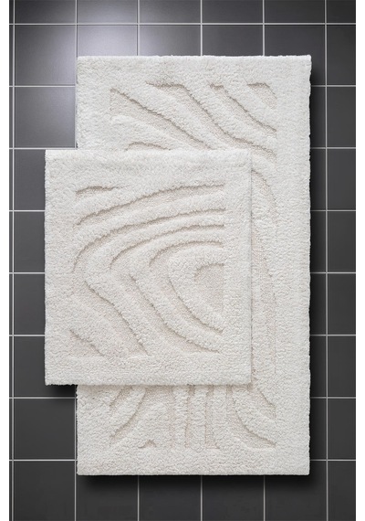 Lilly 2'li Pamuk Banyo Paspas Seti Yumuşak Dokulu Krem Yıkanabilir 60x100 + 60x50cm, Ll003w