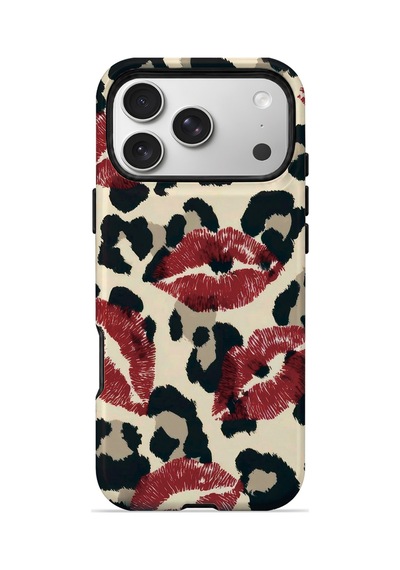Velvoria Valestra Leopar Ruj İzleri Apple iPhone Uyumlu 17 Pro Darbe Korumalı Kılıf Valestra Select - Leopar Ruj İzleri