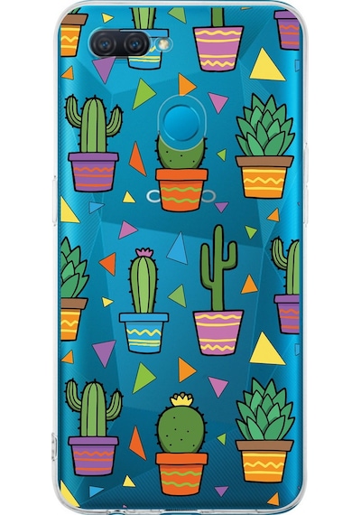 Oppo A12 İle Uyumlu 1mm Slim Fit Water Color 4 Baskılı Şeffaf Kılıf Şeffaf