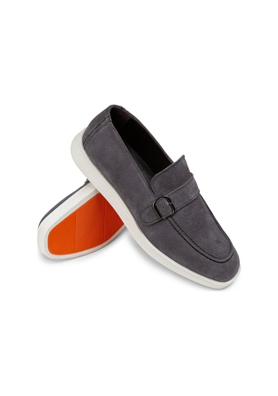 Deery Hakiki Süet Gri Tokalı Erkek Loafer Ayakkabı - 01959mgrıc01 Gri
