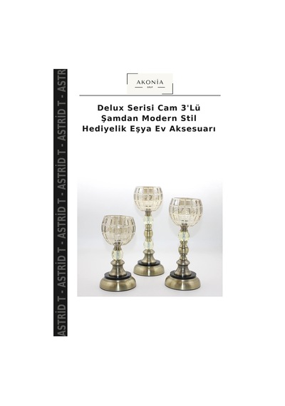 Delux Serisi Cam 3'lü Şamdan Modern Stil Hediyelik Eşya Ev Aksesuarı Çok Renkli