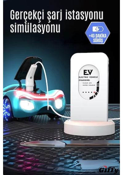 Oyuncak Uzaktan Kumandalı Şarjlı Elektrikli Araba 4x4 Şarj İstasyonlu Led Işıklı Sesli Müzikli Rc Mavi