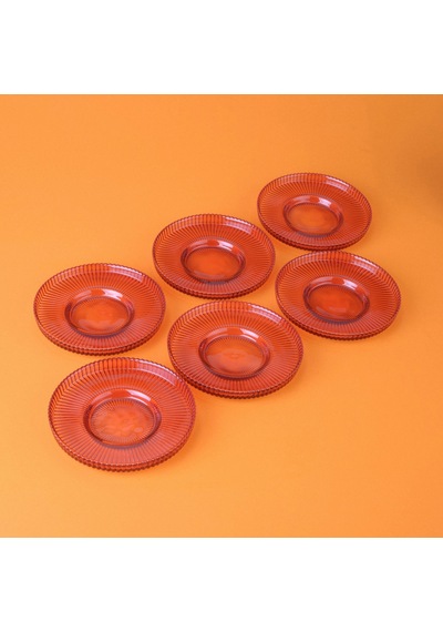 Kitchen 6'lı Çay Tabağı - Amber - 12 Cm Renkli