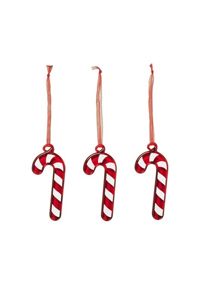Ikea Vınterfınt Ağaç Süsü, Kırmızı-beyaz, 8 Cm, 3 Adet