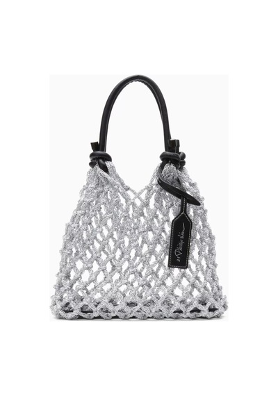 3.1 Phillip Lim Gümüş Makrome Pamuklu Mini Çanta Şık Ve Sanatsal Tasarım, 29x24x10 Cm El Çantası