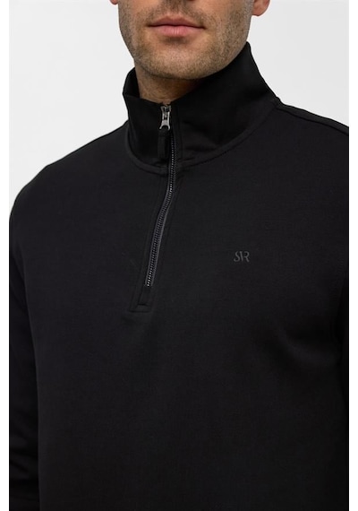Süvari Siyah Regular Düz Yarım Balıkçı Yaka Sweatshirt Siyah