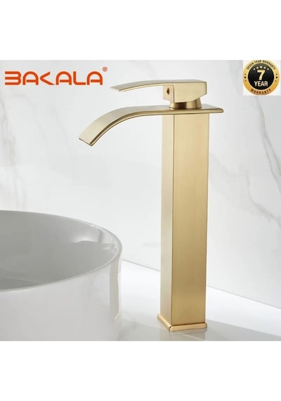 Banyo Çanak Lavabo Bataryası Mat Gold Renk Şelale Model