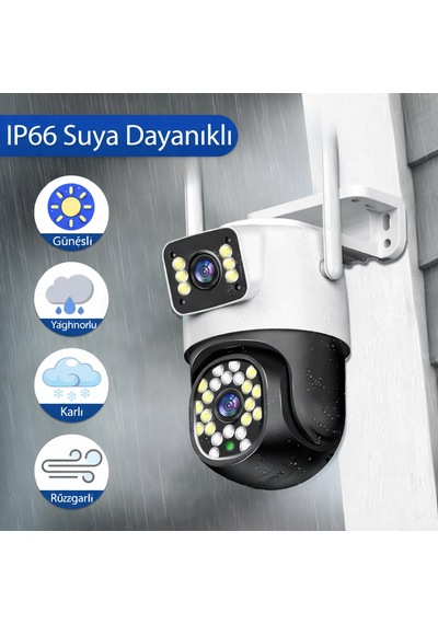 4mp Dual Kamera 360 Wifi Ip Kamera Renkli Gece Görüşlü, İnsan Takipli, Dış Mekan Güvenlik Kamerası