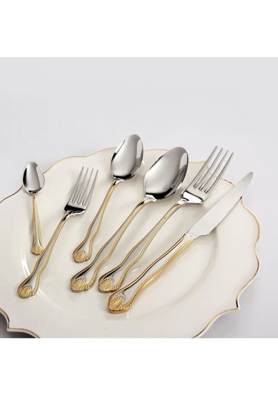 36 Parça Kaşık Çatal Bıçak Takımı - Diana Gold Royal Mademoıselle Gold