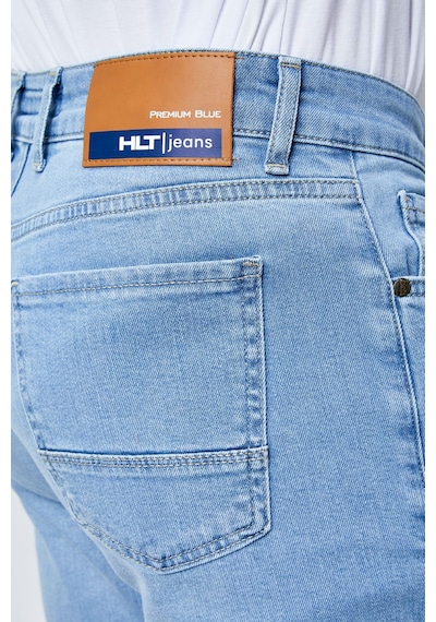 HLT Jeans Erkek Buz Mavi Regular Fit Boru Paça Esnek Likralı Jeans Kot Pantolon Hlthe001981 Buz Mavisi