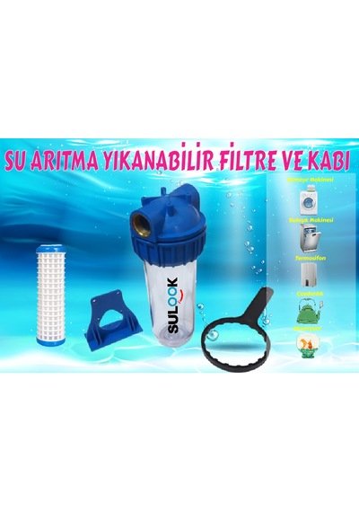 Daire Bina Şebeke Girişi Yıkanabilir Filtreli Su Arıtma Kabı