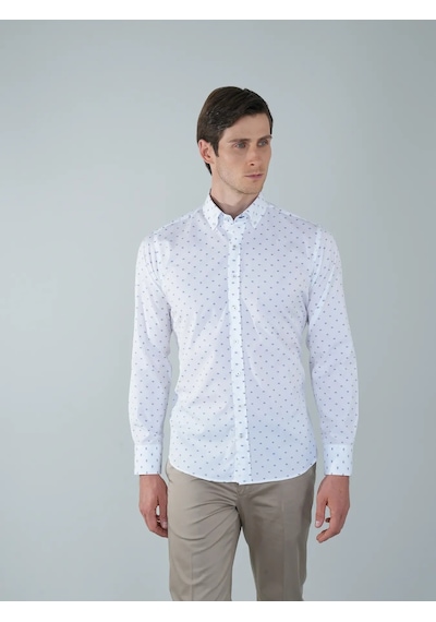 Bisse Regular Fit Paşa Yaka Beyaz Erkek Gömlek Gmars250005 D01 Beyaz