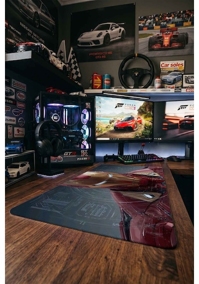 Iron Man Zırh Teknolojik Blueprint 40x90 Cm Oyuncu Mousepad Kaymaz Taban Büyük Boy