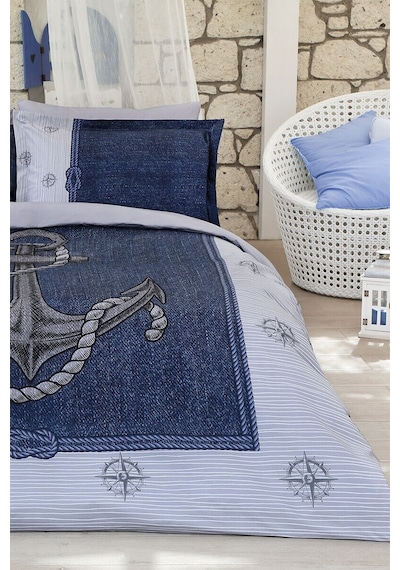 Özdilek Anchor Denim Tek Kişilik Nevresim Takımı Gri (Çapalı)