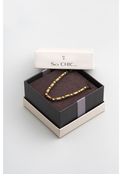 So Chic Hematit Taşlı Oksitli 65 Cm Gümüş Erkek Kolye Gri