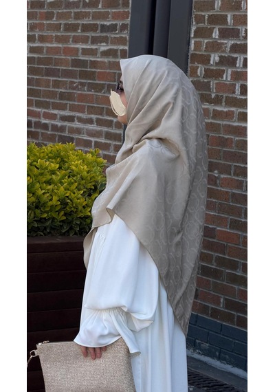 Qalortex Scarf Premium Jakarlı Mira B.boy Eşarp - Taş
