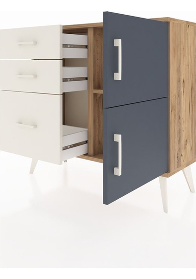 Arges Şifonyer Tek Raflı 3 Çekmeceli 2 Kapaklı 88x30x80 Çam-antrasit/aytaşı Antrasit/aytaşı Arges Şifonyer Tek Raflı 3 Çekmeceli 2 Kapaklı 88x30x80 Çam-antrasit/aytaşı Antrasit/aytaşı
