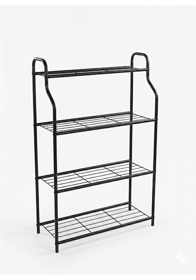Modern Siyah 4 Katlı Metal Çiçeklik Standı: Çok Amaçlı Mutfak,kitaplık&dekoratif Lüks Stand Beyaz