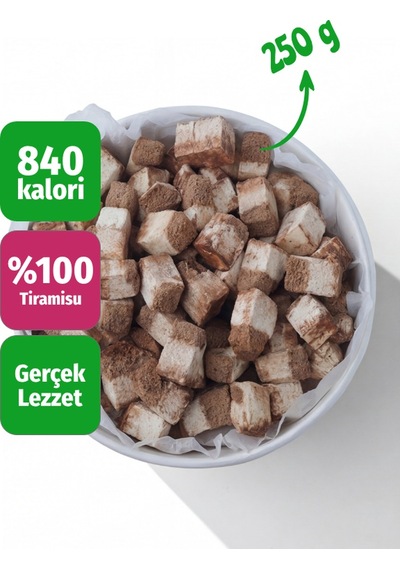 Freeze Dried Tiramisu Kurutulmuş Çıtır Tiramisu Küpleri, Kahveli Kakaolu Atıştırmalık - 250 Gr
