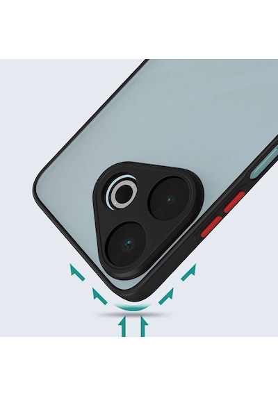 Oppo Reno 11f 5g Kılıf Arkası Buğulu Kenarları Renkli Sert Premium Silikon Kapak Rcv/hux Siyah