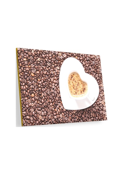 Cakasepetim Kahve Çekirdekleri, Kalpli Fincanda Cappucino Ahşap Mdf Tablo