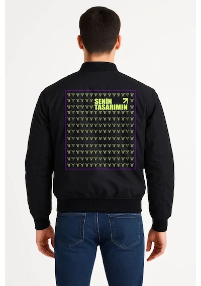 Defymoda Ön Arka Bomber Ceket - Siyah