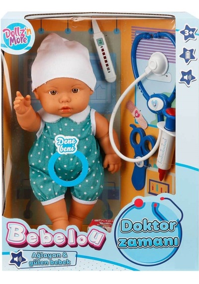 Bebelou Doktor Zamanı Sesli Bebek Seti 35 Cm