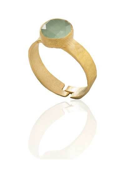Kadir Jewellery 22 Ayar Altın Kaplama Zirkon Taşlı Kadın Minimal Yüzük Açık Yeşil 83777817